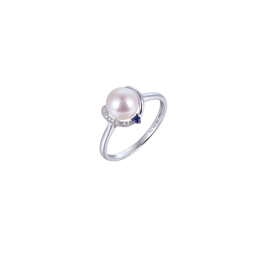 18K DIAMOND/PEARL/GEMS RING