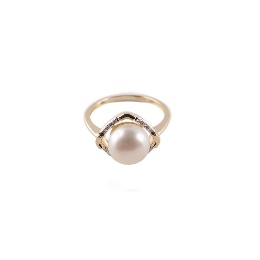 18K DIAMOND/PEARL RING