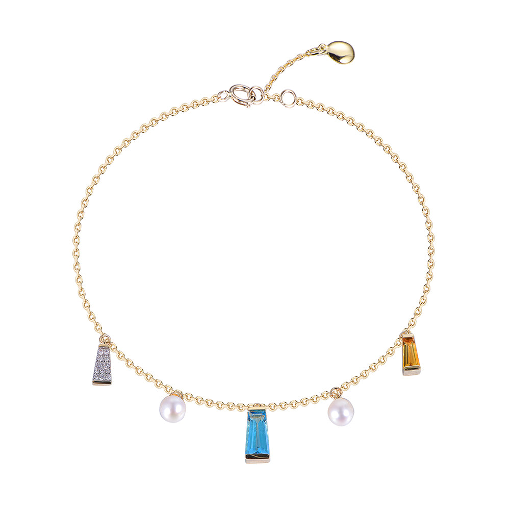 18K DIAMOND/SEMI PRECIOUS BRACELET