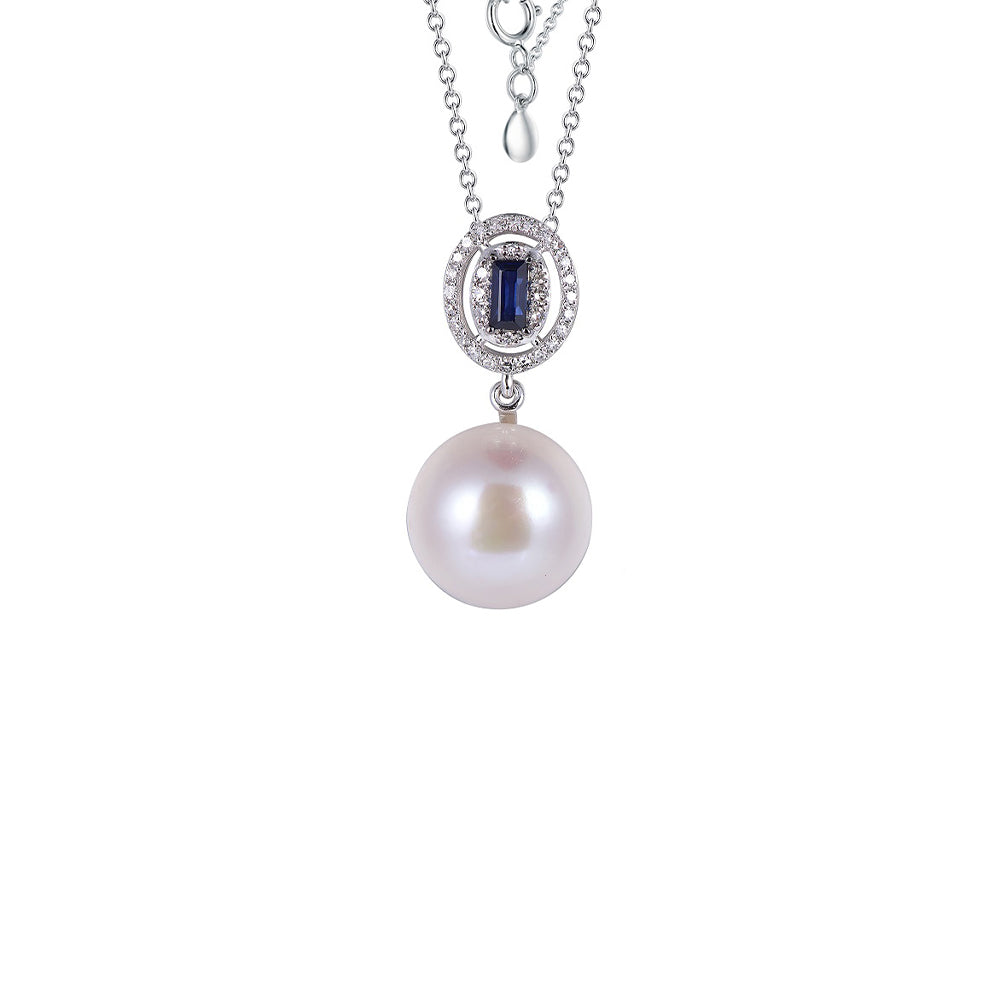 18K DIAMOND/GEMS/PEARL NECKLACE