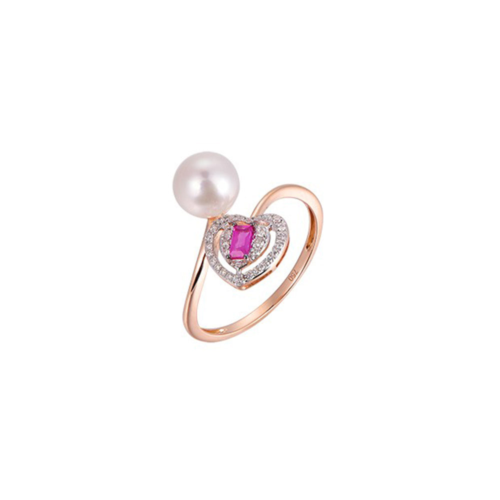 18K DIAMOND GEMS PEARL RING