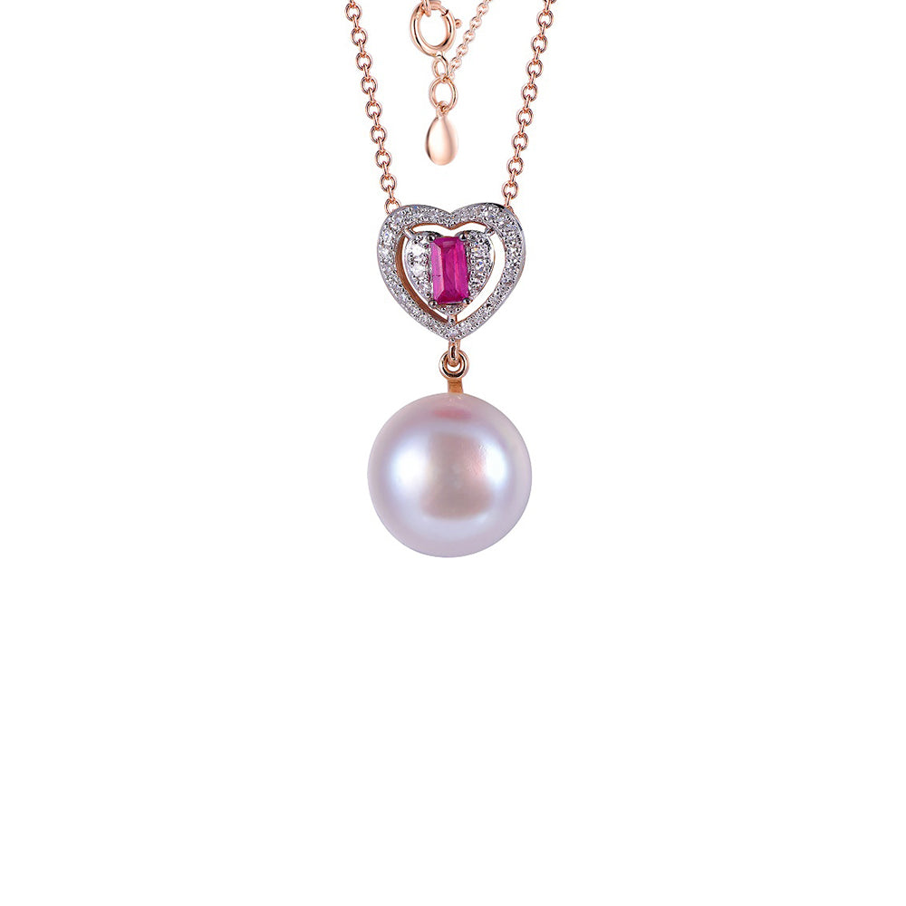 18K DIAMOND/GEMS/PEARL NECKLACE