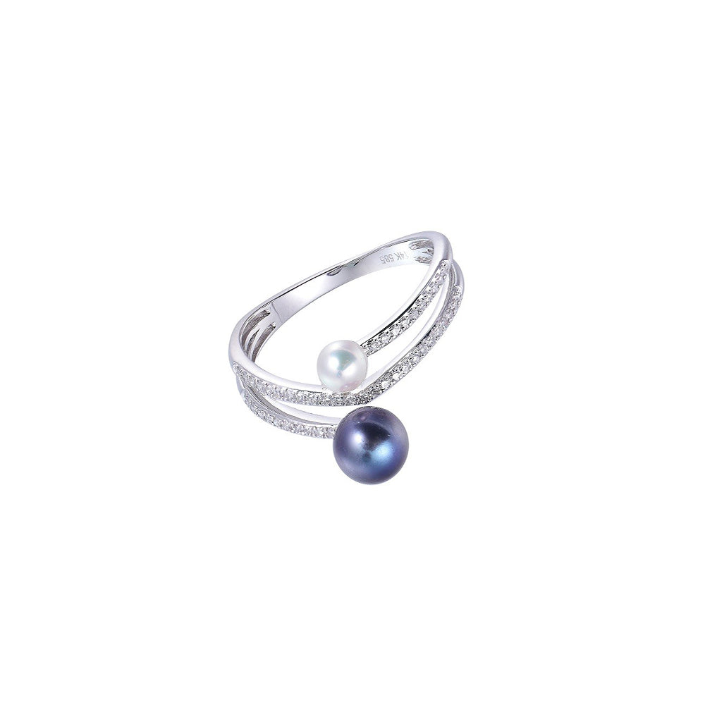 18K DIAMOND/PEARL RING