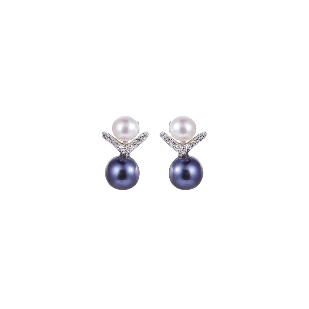 18K DIAMOND/PEARL EARRINGS
