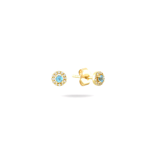 18K YELLOW GOLD DIAMOND B.TOPAZ EARRINGS, MD0106E