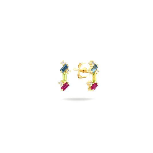 18K YELLOW GOLD DIAMOND MIX STONE EARRINGS, MD0170E