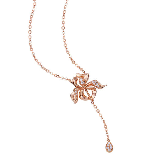 18K ROSE GOLD DIAMOND CRUSTED NECKLACE,