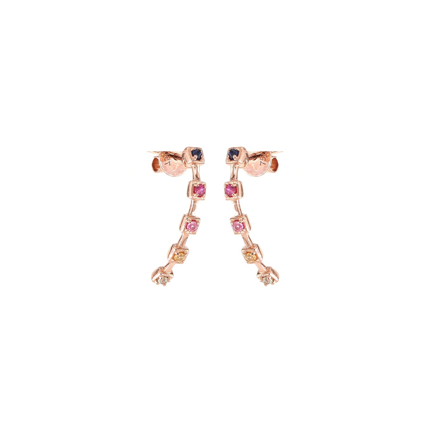 18K ROSE GOLD EARRINGS W/BSA,GSA,PSA & YSA,