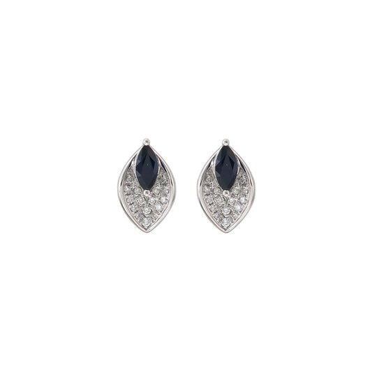 18K WHITE GOLD DIAMOND & SAPPHIRE EARRING