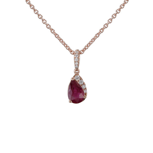 18K ROSE GOLD DIAMOND & RUBY NECKLACE