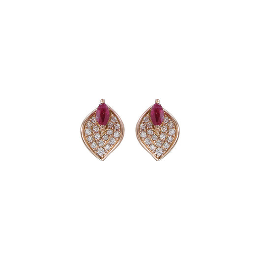 18K ROSE GOLD DIAMOND & RUBY EARRING