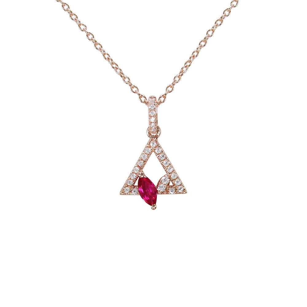 18K ROSE GOLD DIAMOND & RUBY NECKLACE