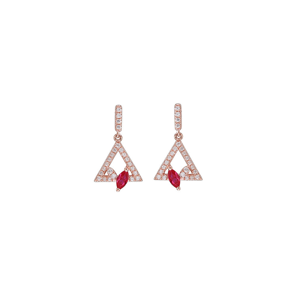 18K ROSE GOLD DIAMOND & RUBY EARRING