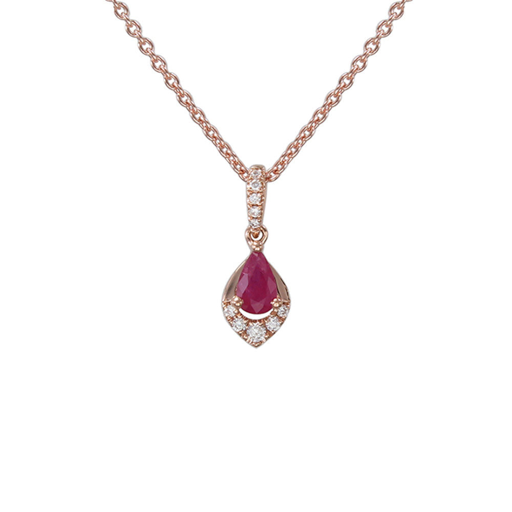 18K ROSE GOLD DIAMOND & RUBY NECKLACE