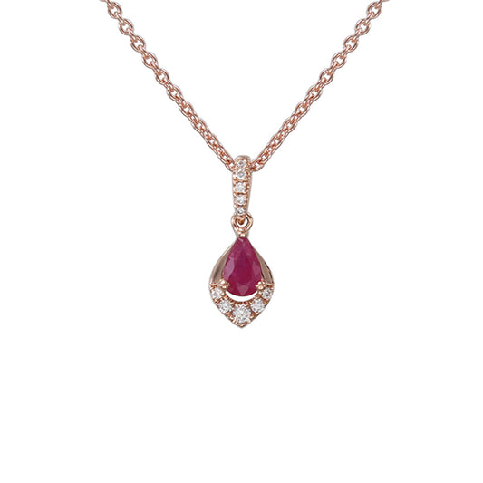 18K ROSE GOLD DIAMOND & RUBY NECKLACE