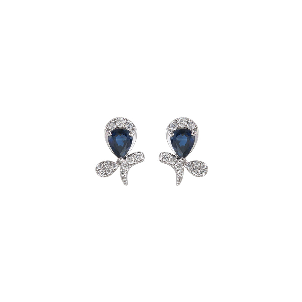 18K WHITE GOLD DIAMIOND & SAPPHIRE EARRING