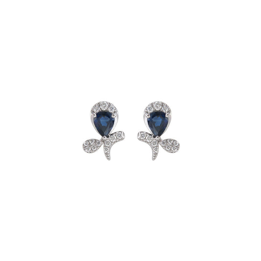 18K WHITE GOLD DIAMIOND & SAPPHIRE EARRING