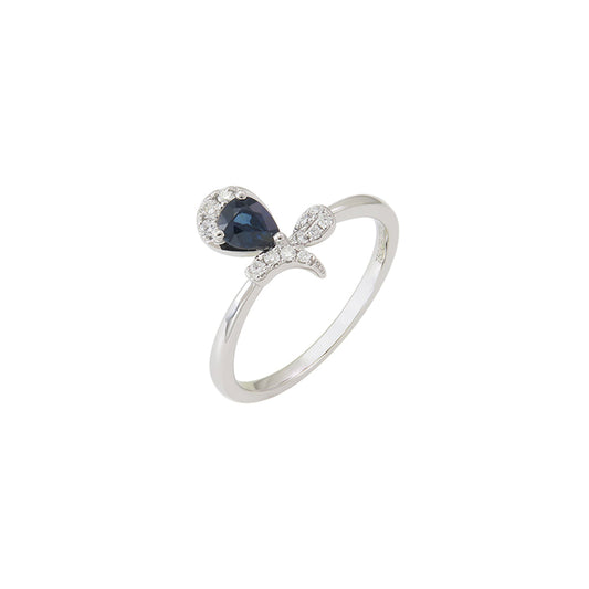 18K WHITE GOLD DIAMOND & SAPPHIRE RING