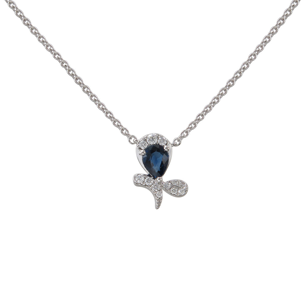 18K WHITE GOLD DIAMOND & SAPPHIRE NECKLACE