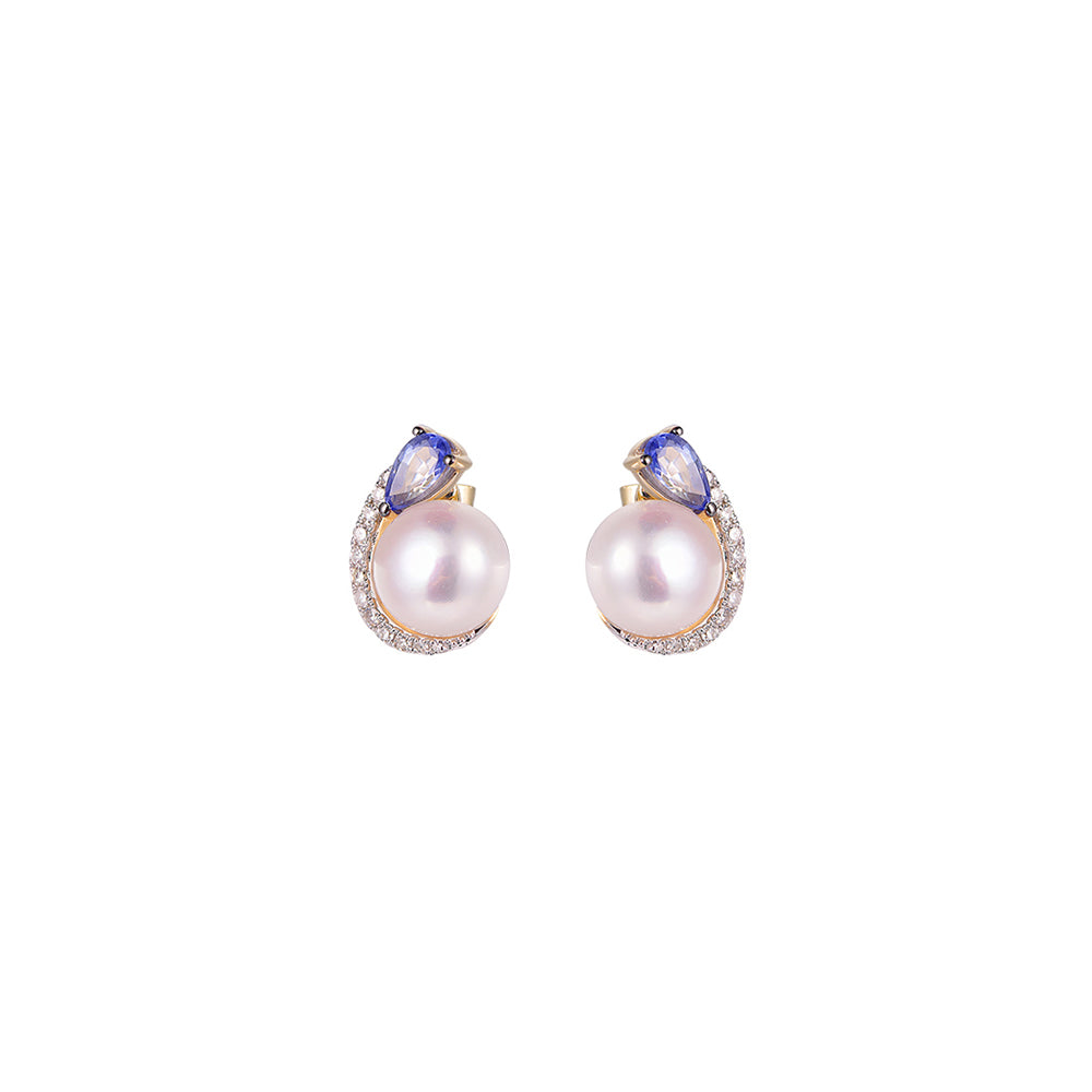 18K DIAMOND/PEARL/GEMS EARRINGS