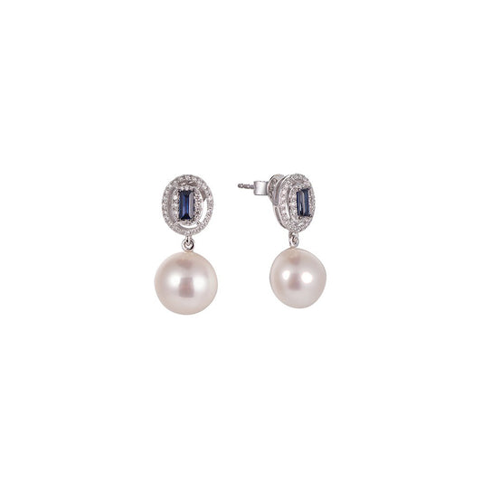 18K DIAMOND/PEARL/GEMS EARRINGS