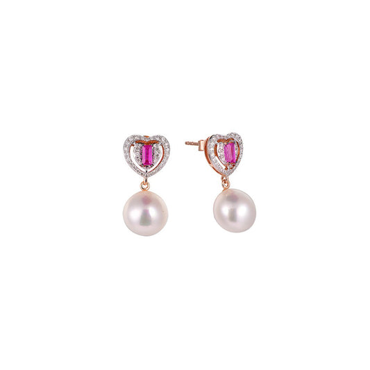 18K DIAMOND/GEMS/PEARL EARRINGS