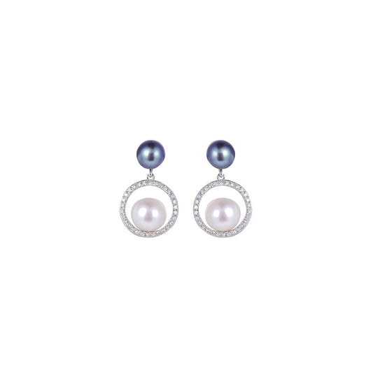18K DIAMOND PEARL EARRINGS