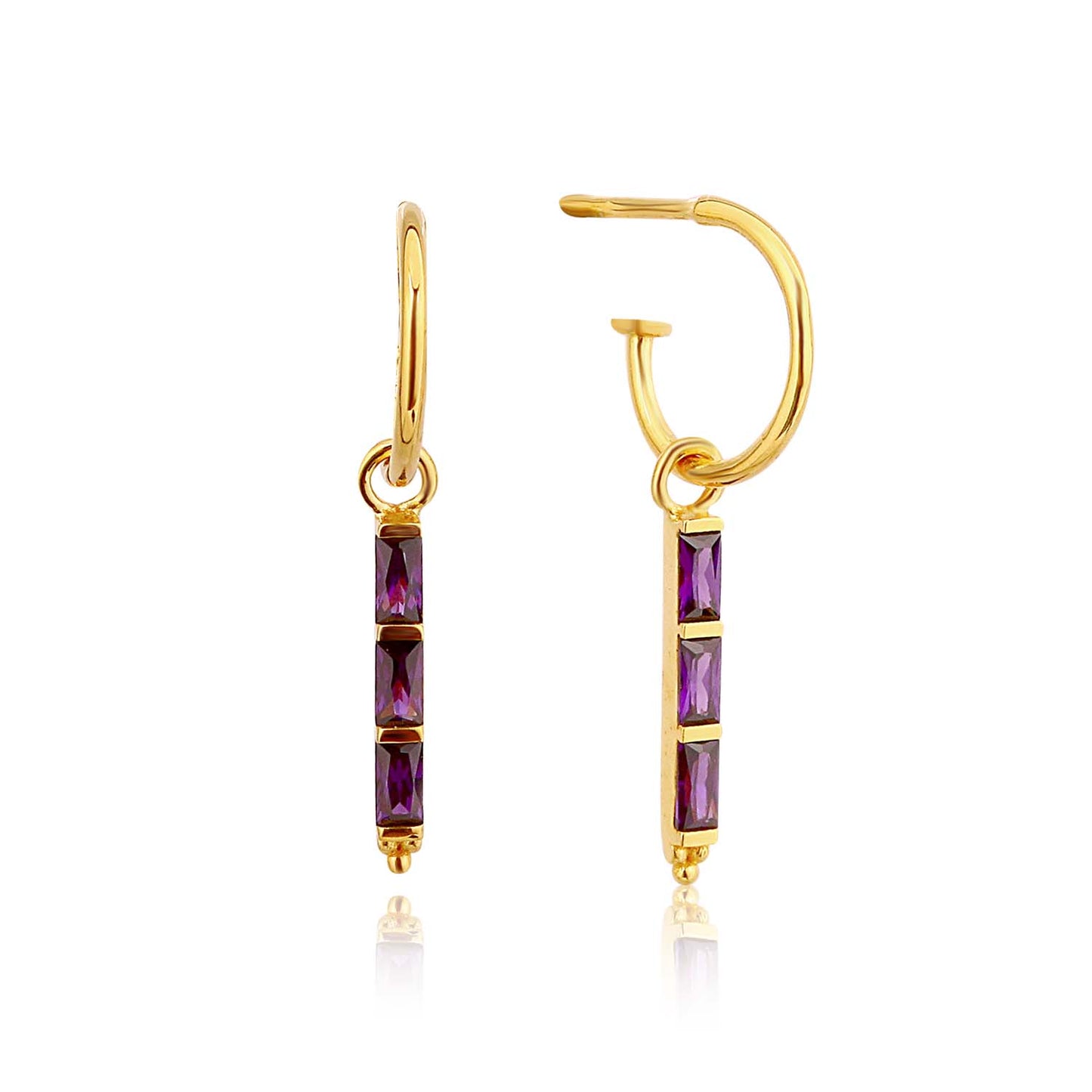 18K YELLOW GOLD AMETHYST EARRINGS, M2164E2