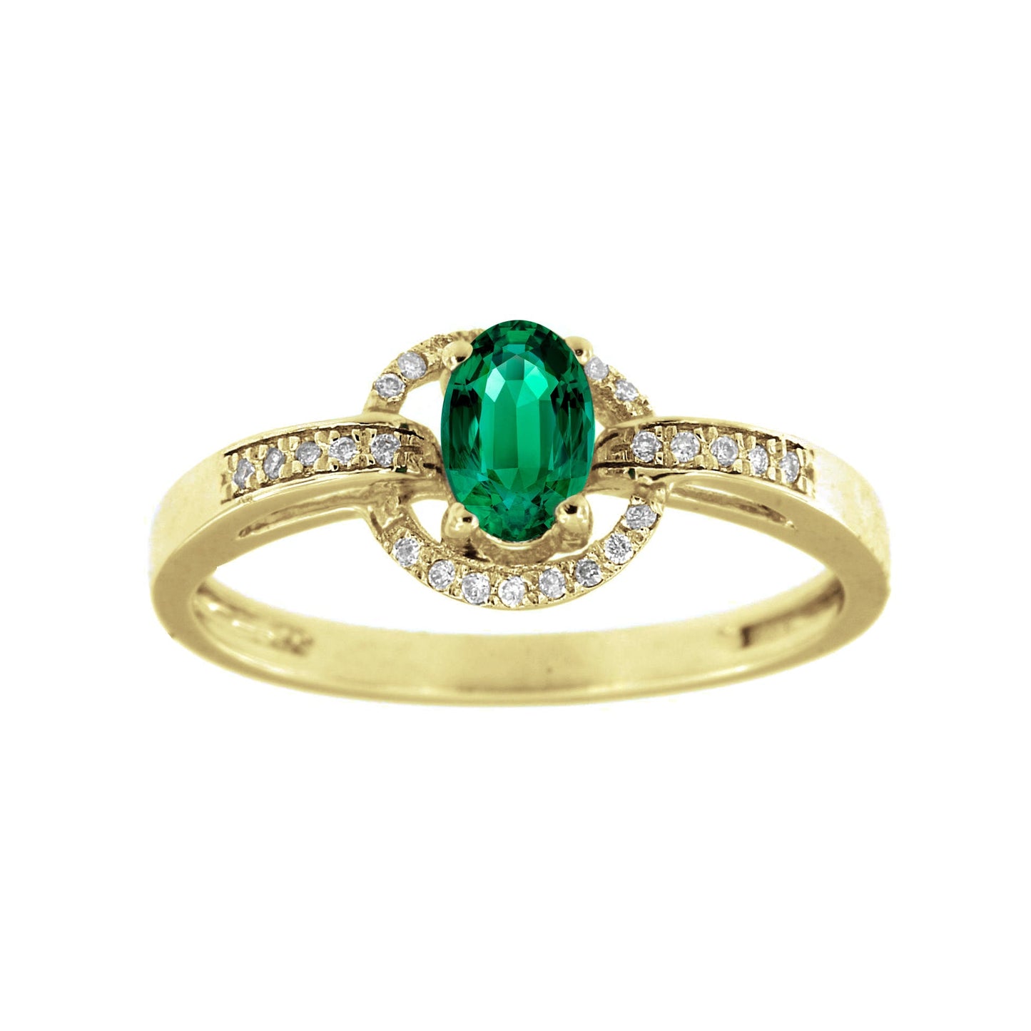 18K YELLOW GOLD DIAMOND EMERALD RING, C01290R