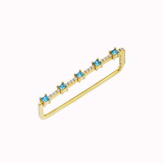 18K YELLOW GOLD DIAMOND B.TOPAZ EARRINGS, M2007E5