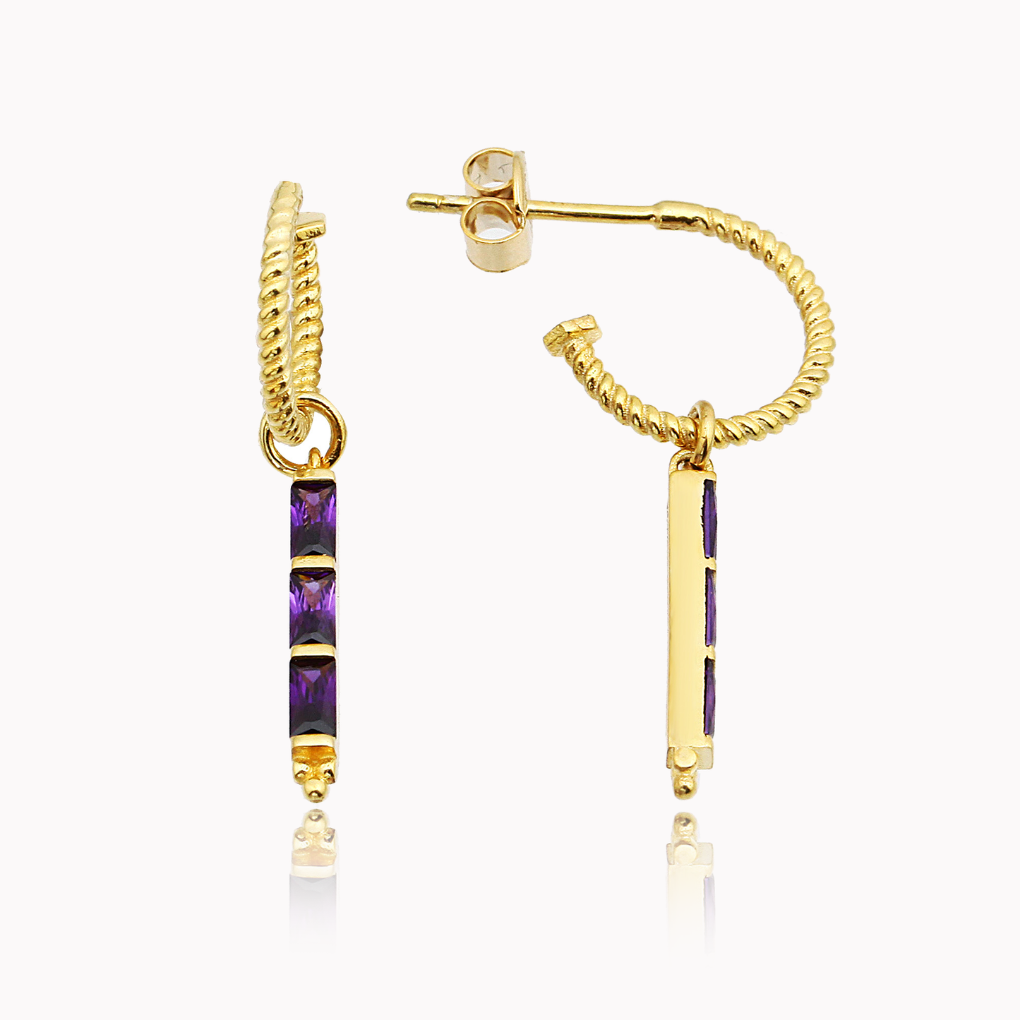 18K YELLOW GOLD AMETHYST EARRINGS, M2015E2