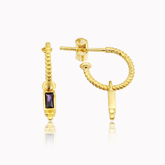 18K YELLOW GOLD AMETHYST EARRINGS, M2016E2