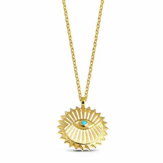 18K YELLOW GOLD TURQUOISE PENDANT, M4003PG