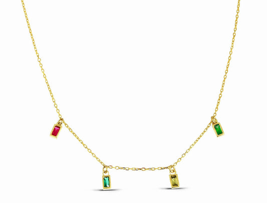 18K YELLOW GOLD MULTICOLOR STONE PENDANT, M4065PW