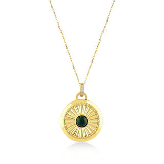 18K YELLOW GOLD DIAMOND MALACHITE PENDANT, M4130PX