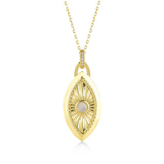 18K YELLOW GOLD DIAMOND MOONSTONE PENDANT, M4131PW