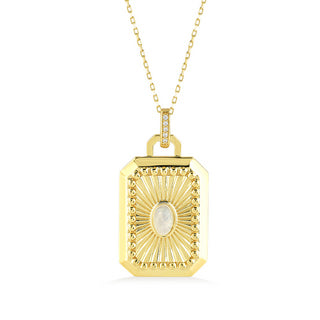 18K YELLOW GOLD DIAMOND MOONSTONE PENDANT, M4132PW