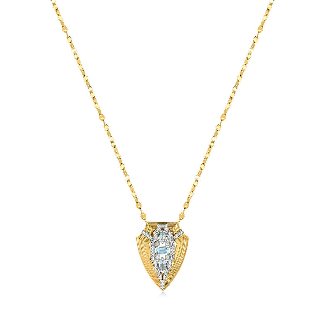 18K YELLOW GOLD DIAMOND B.TOPAZ PENDANT, M4150P1