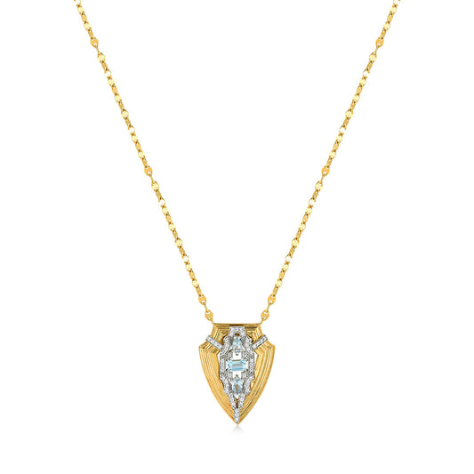 18K YELLOW GOLD DIAMOND B.TOPAZ PENDANT, M4150P1