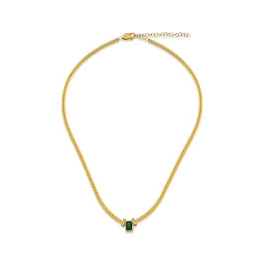 18K YELLOW GOLD DIAMOND EMERALD PENDANT, M4183P9