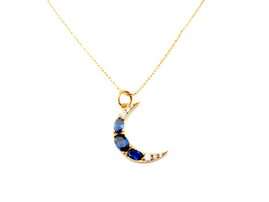 18K YELLOW GOLD DIAMOND SAPPHIRE PENDANT, M4203P4