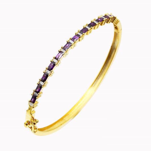 18K YELLOW GOLD DIAMOND AMETHYST BRACELET, M6031B2