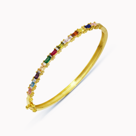 18K YELLOW GOLD DIAMOND MULTICOLOR STONE BRACELET, M6031BM