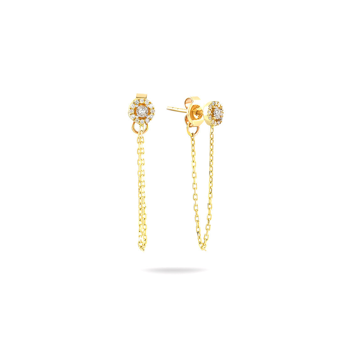 18K YELLOW GOLD DIAMOND EARRINGS, MD0123E