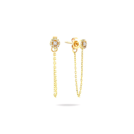 18K YELLOW GOLD DIAMOND EARRINGS, MD0123E