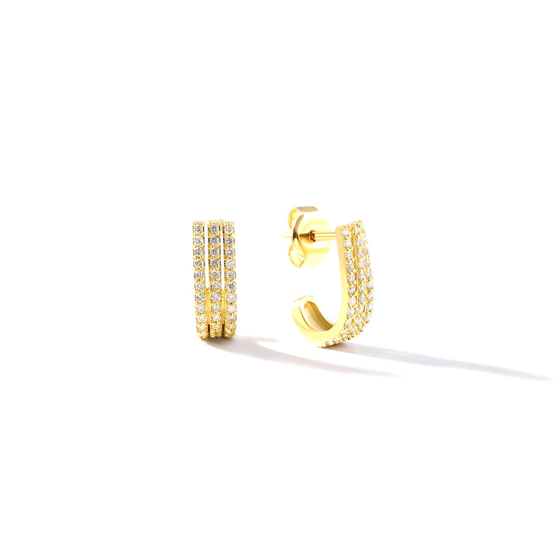 18K YELLOW GOLD DIAMOND EARRINGS, MD0231E