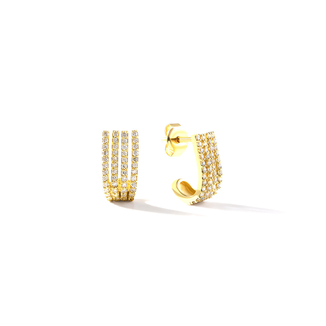 18K YELLOW GOLD DIAMOND EARRINGS, MD0236E