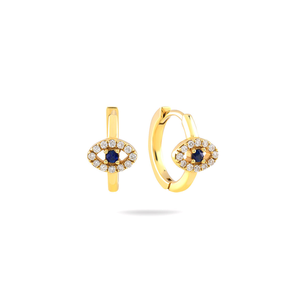 18K YELLOW GOLD DIAMOND SAPPHIRE EARRINGS, MD0299E