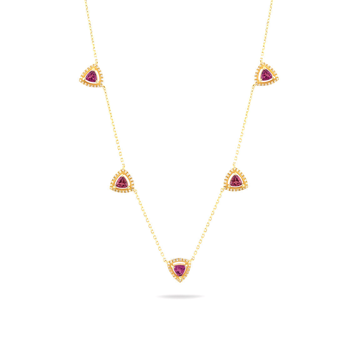 18K YELLOW GOLD DIAMOND RUBY PENDANT, MD0467P