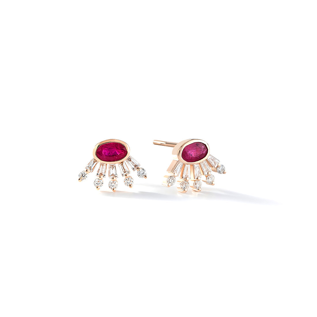 18K YELLOW GOLD DIAMOND RUBY EARRINGS, AB0477E